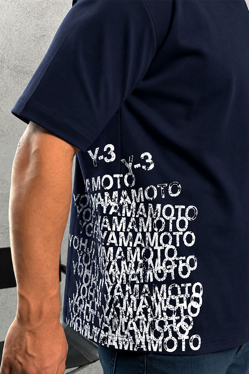 Y-3 Yohji Yamamoto Мужская тёмно-синяя футболка