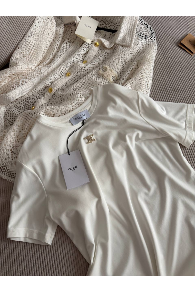Celine Женская белая футболка premium