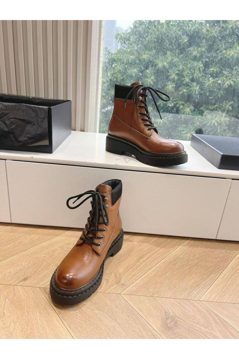 Prada Женские коричневые ботинки Premium