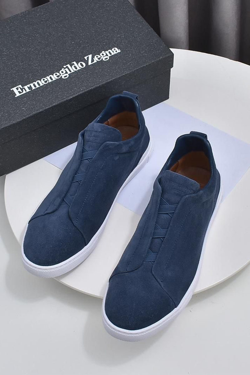 Zegna Замшевые кроссовки Triple Stitch low-top - Blue