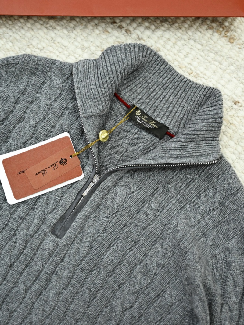 Loro Piana Кашемировый свитер Premium zip-neck - Dark Grey