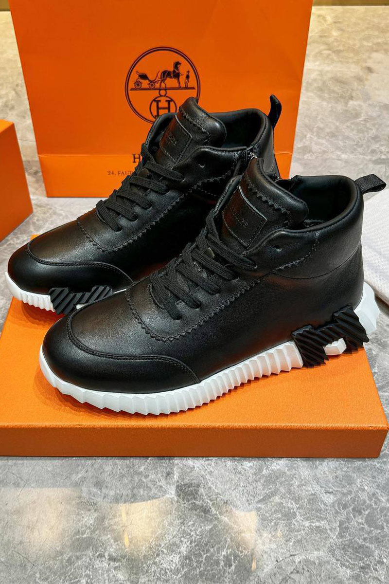 Hermes Кроссовки с мехом Bouncing high-top - Black / White