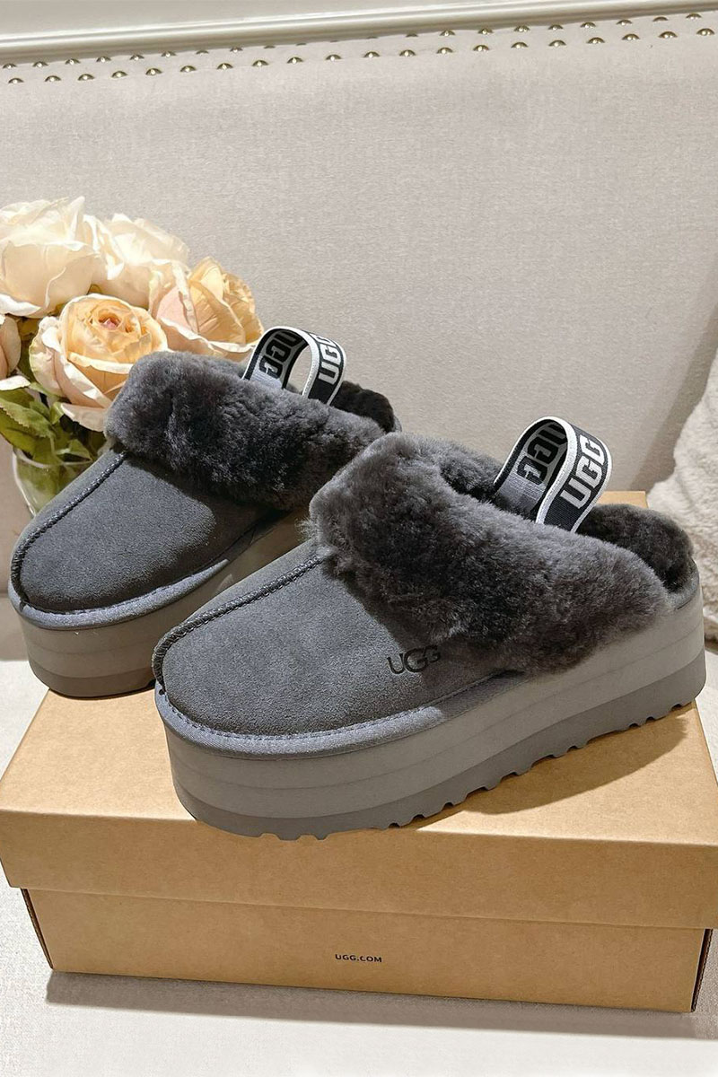 UGG Замшевые женские слиперы с мехом Funkette Platform