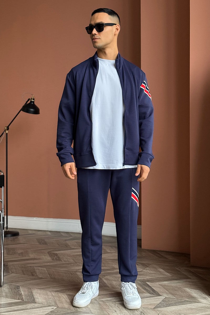 Moncler Спортивный костюм striped logo - Navy