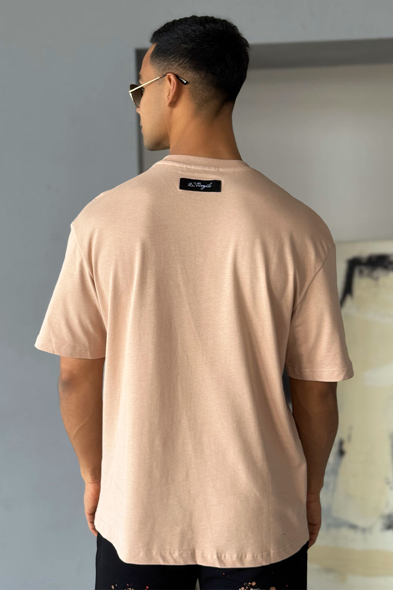 Lоuis Vuittоn Брендовая оверсайз футболка бежевого цвета