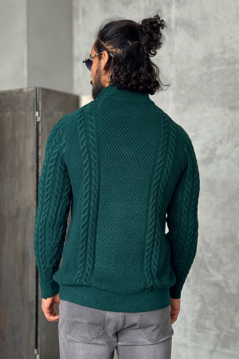 Kiton Мужской свитер зелёного цвета 