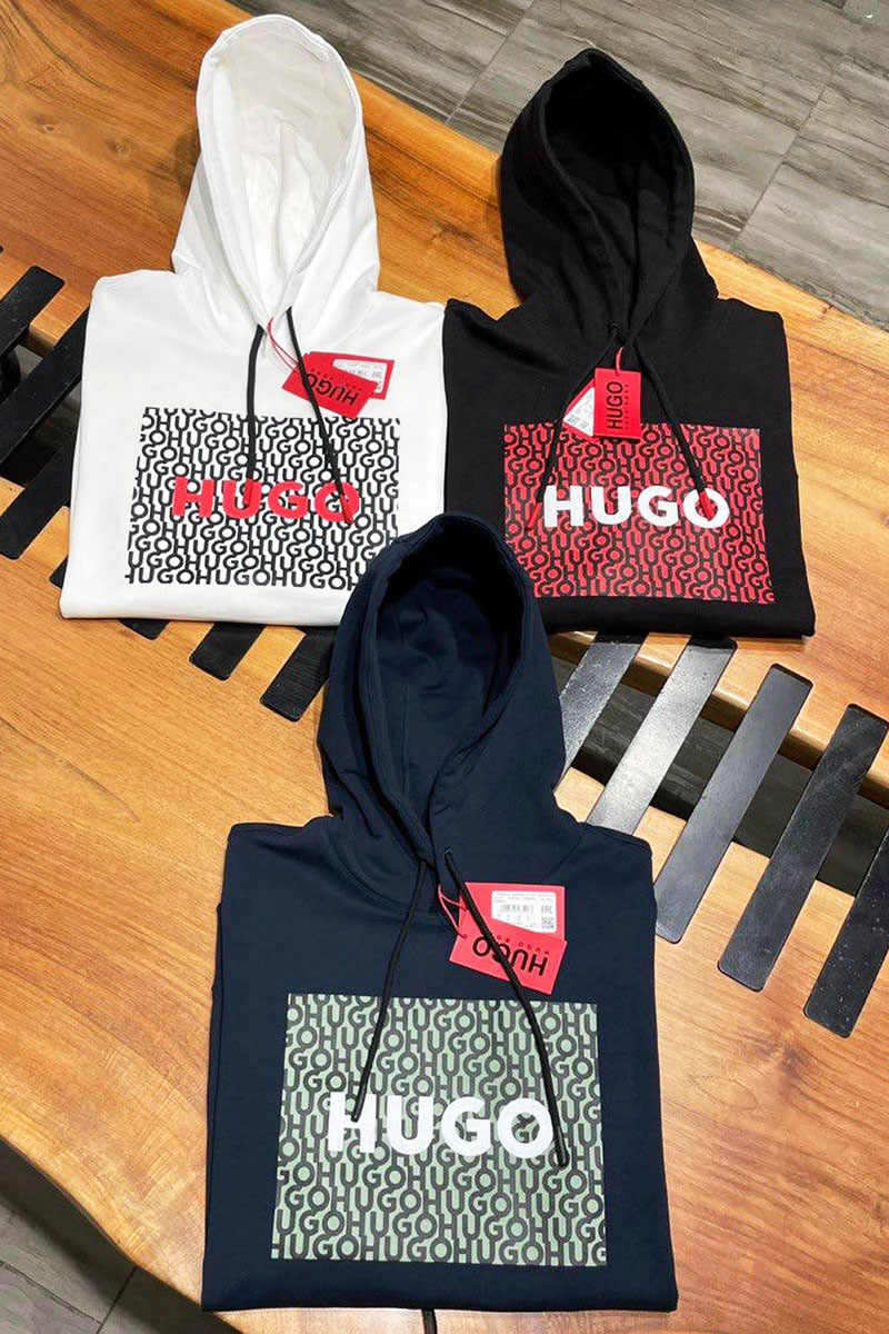 Hugо Воss Чёрное мужское худи Dreeman logo-print