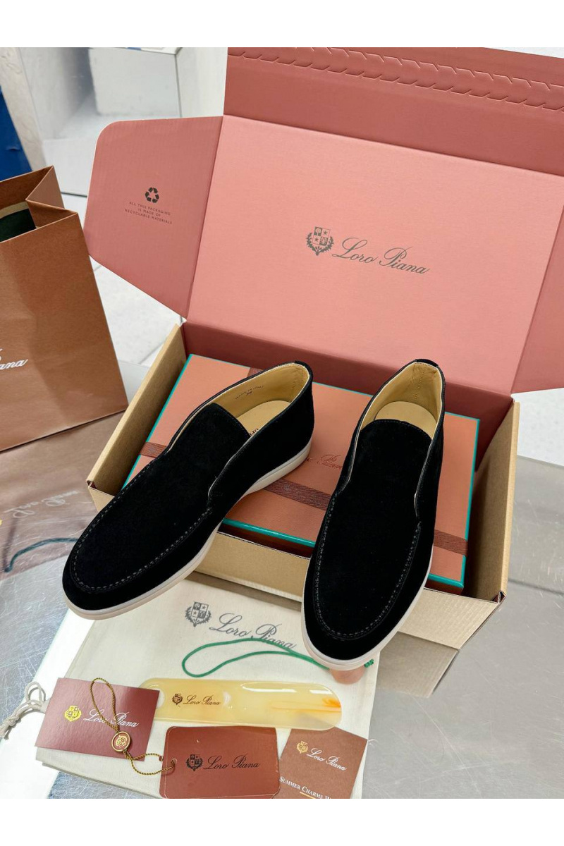 Loro Piana Женские замшевые лоферы premium - Black