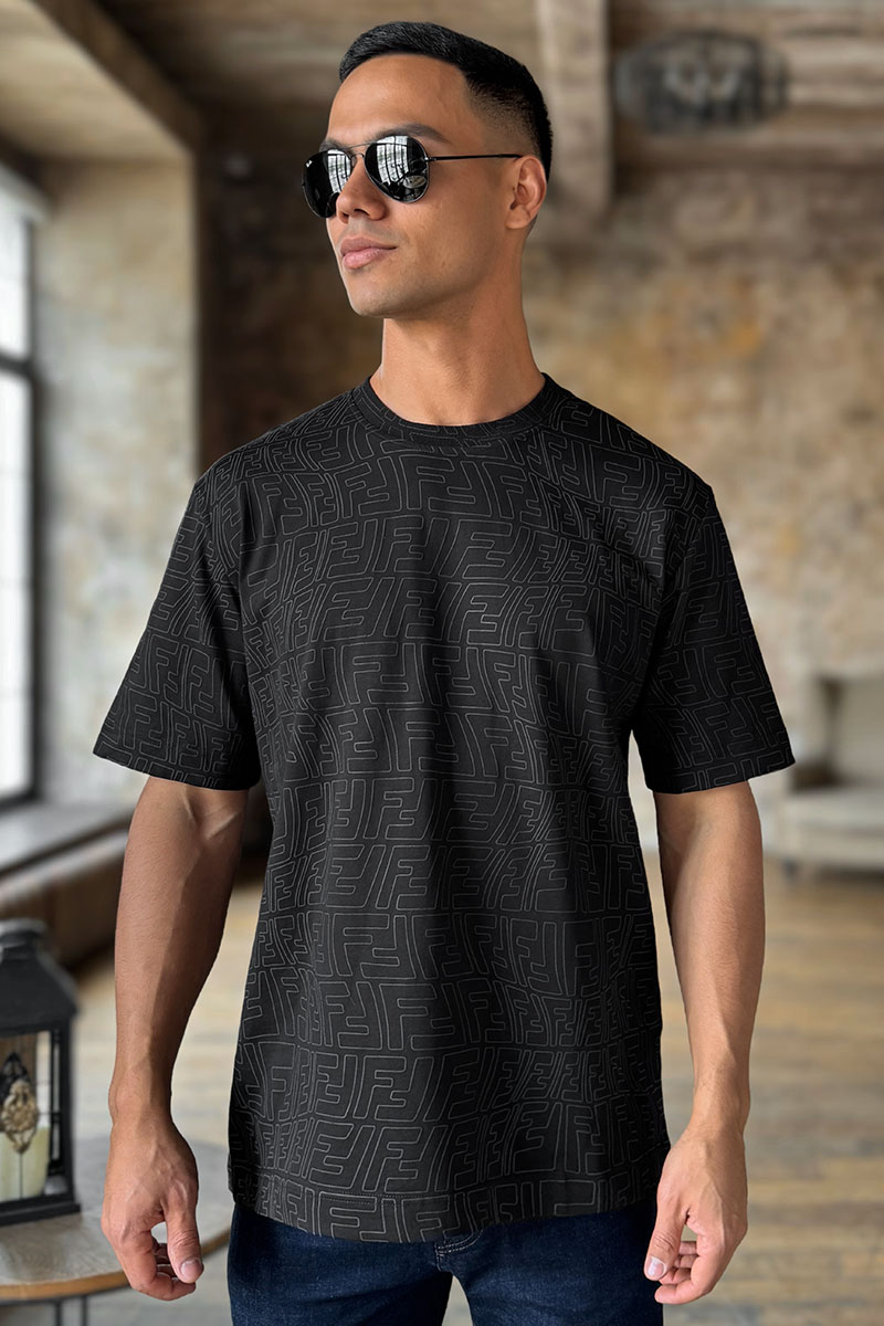 Fendi Чёрная оверсайз футболка distorted monogram pattern