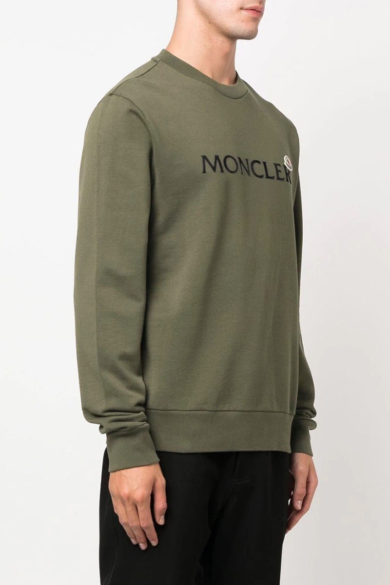 Moncler Мужской зелёный свитшот logo-patch