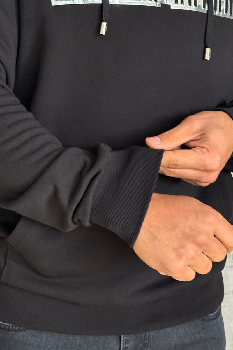 Balmain Мужское чёрное худи Reflecting logo 