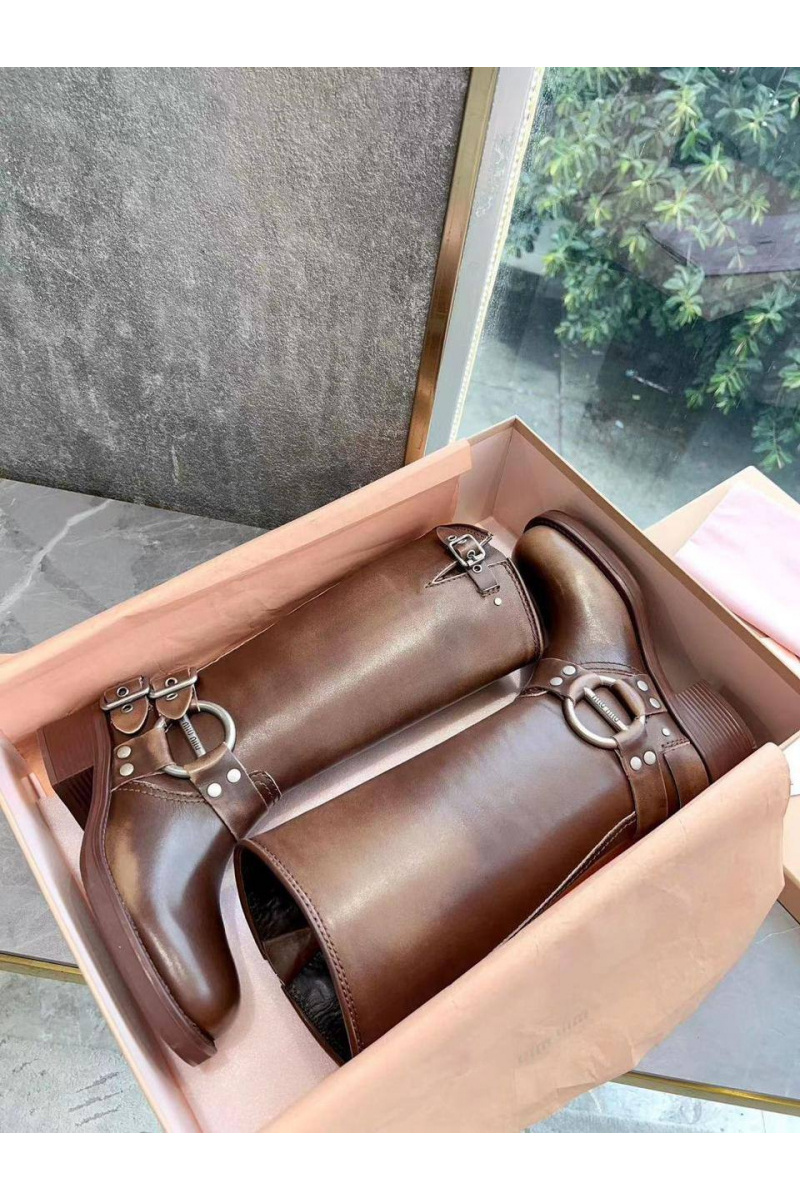 MIU MIU Женские кожаные сапоги Ankle Premium