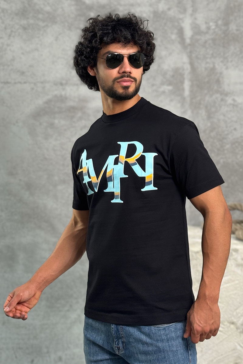 Amiri Футболка чёрного цвета staggered logo 