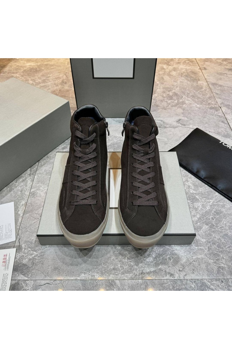 Tom Ford Замшевые кроссовки с мехом high-top - Brown