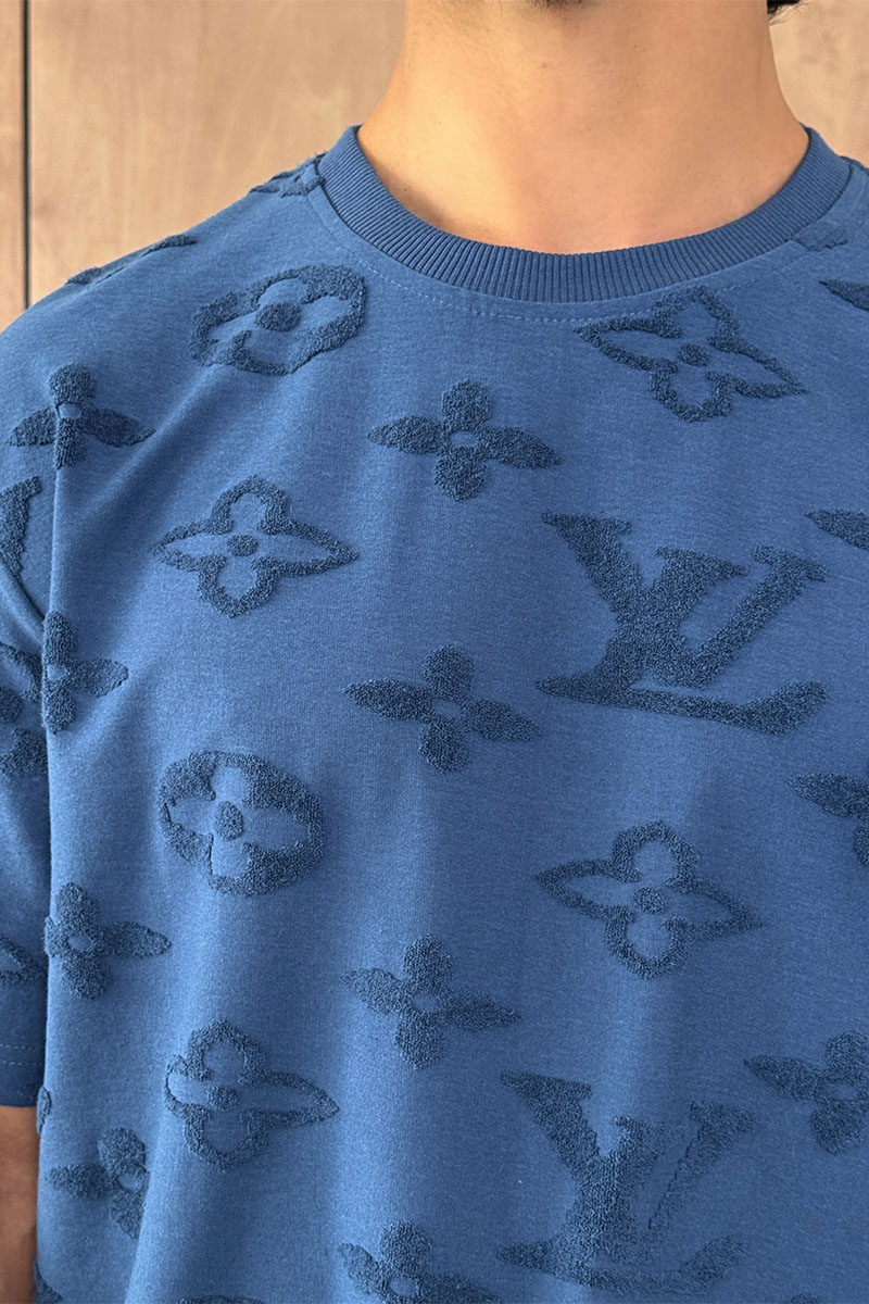 Lоuis Vuittоn Синяя оверсайз футболка Monogram All-over