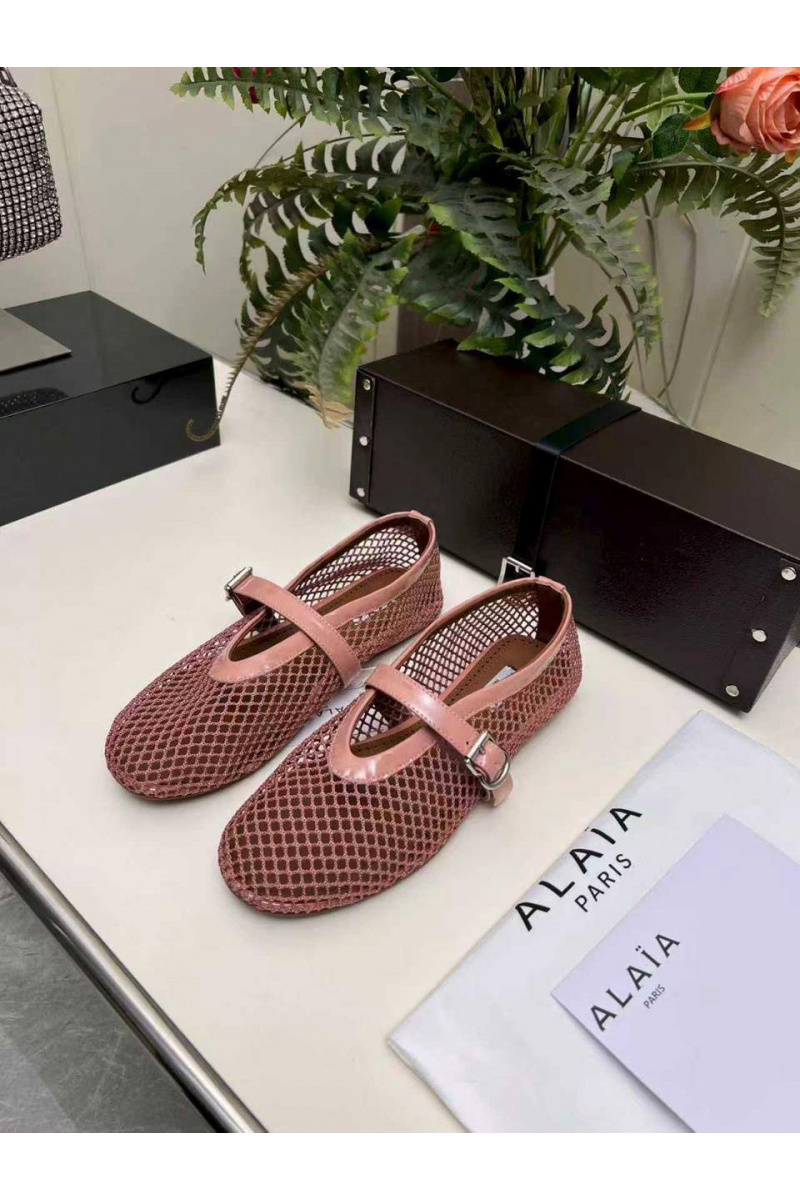 Designer Clothing Женские плетёные балетки Alaia Fishnet Ballet premium