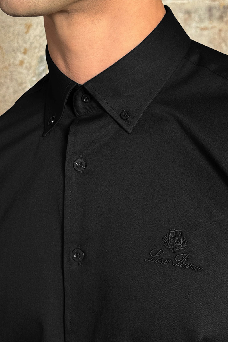Loro Piana Мужская рубашка logo-embroidered - Black