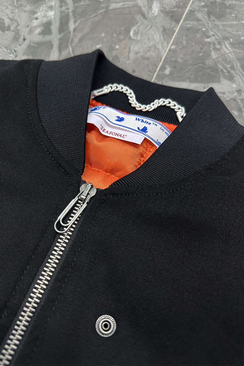 Off-White Бомбер чёрного цвета Diag-print