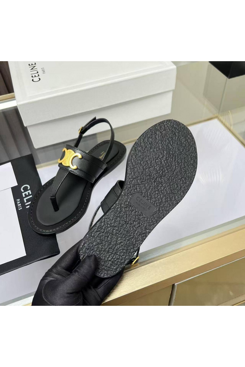 Celine Женские кожаные сандалии Premium - Black
