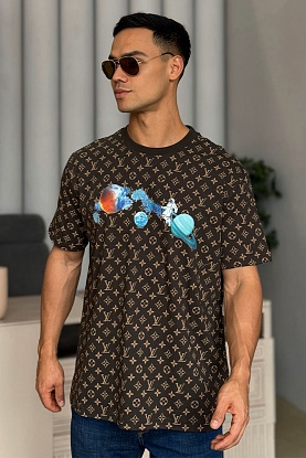 Коричневая оверсайз футболка Monogram All-over