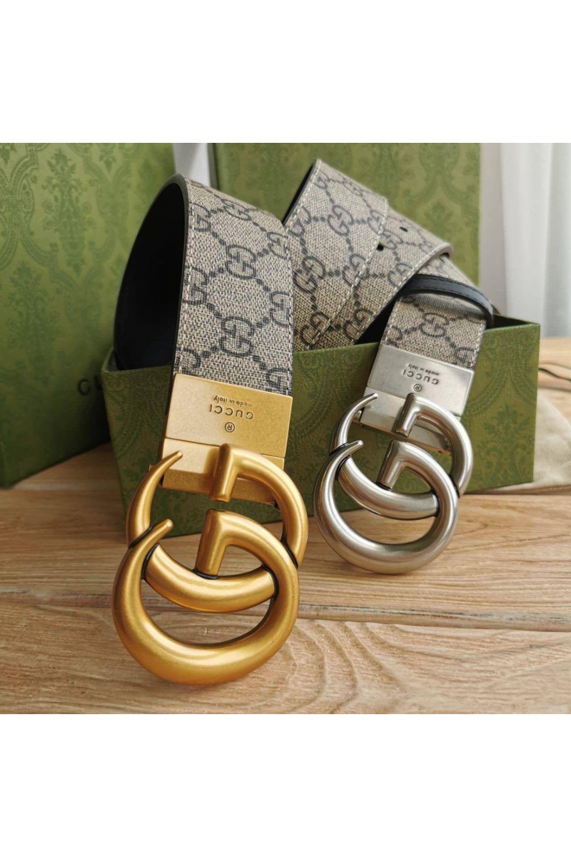 Gucci Двусторонний ремень GG Monogram - Silver (ширина 4 см, длина 80 / 85 см)
