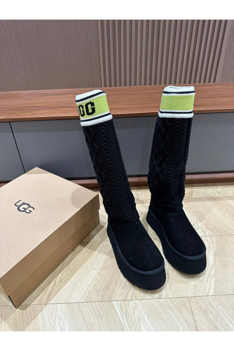 UGG Женские сапоги Classic Sweater Letter - Black