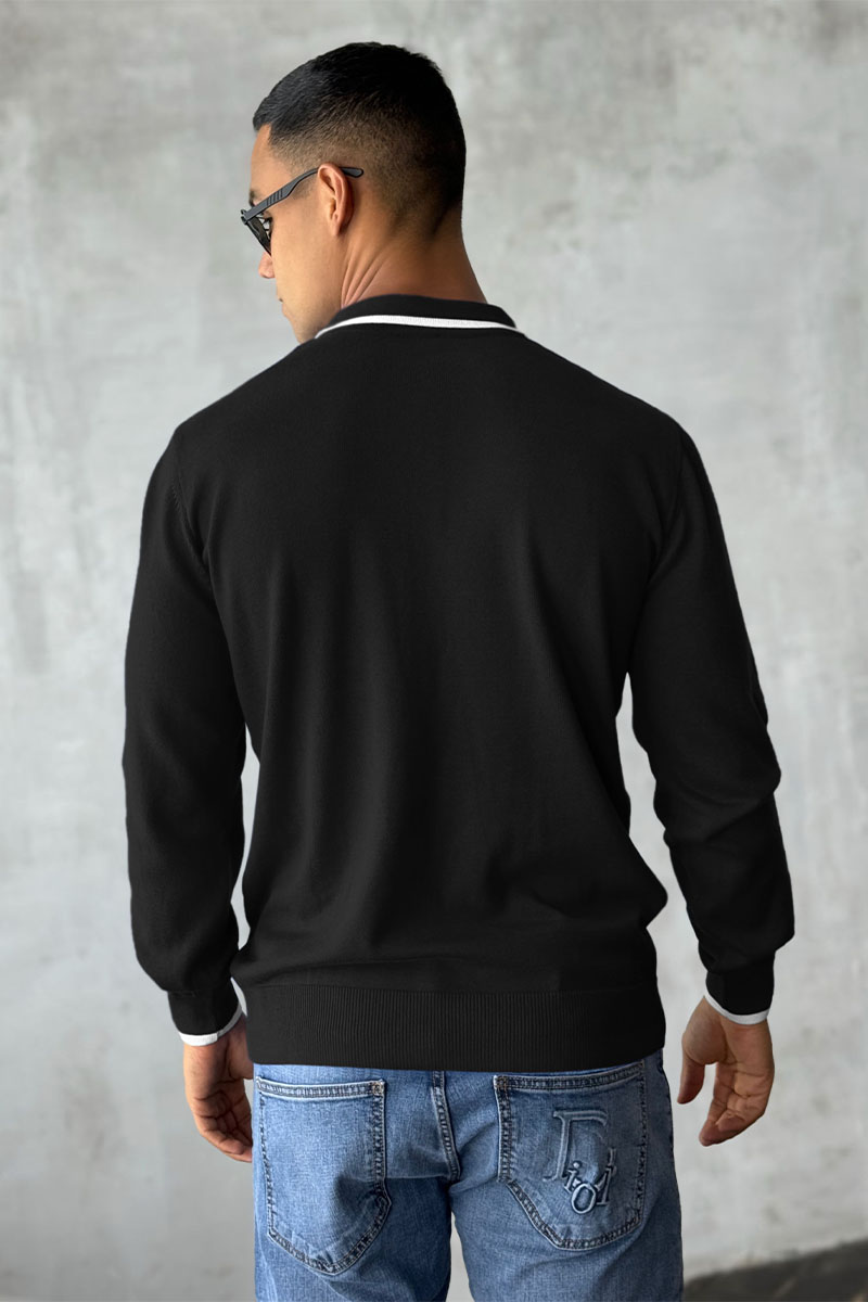 Etro Поло с длинным рукавом Pegaso logo - Black 
