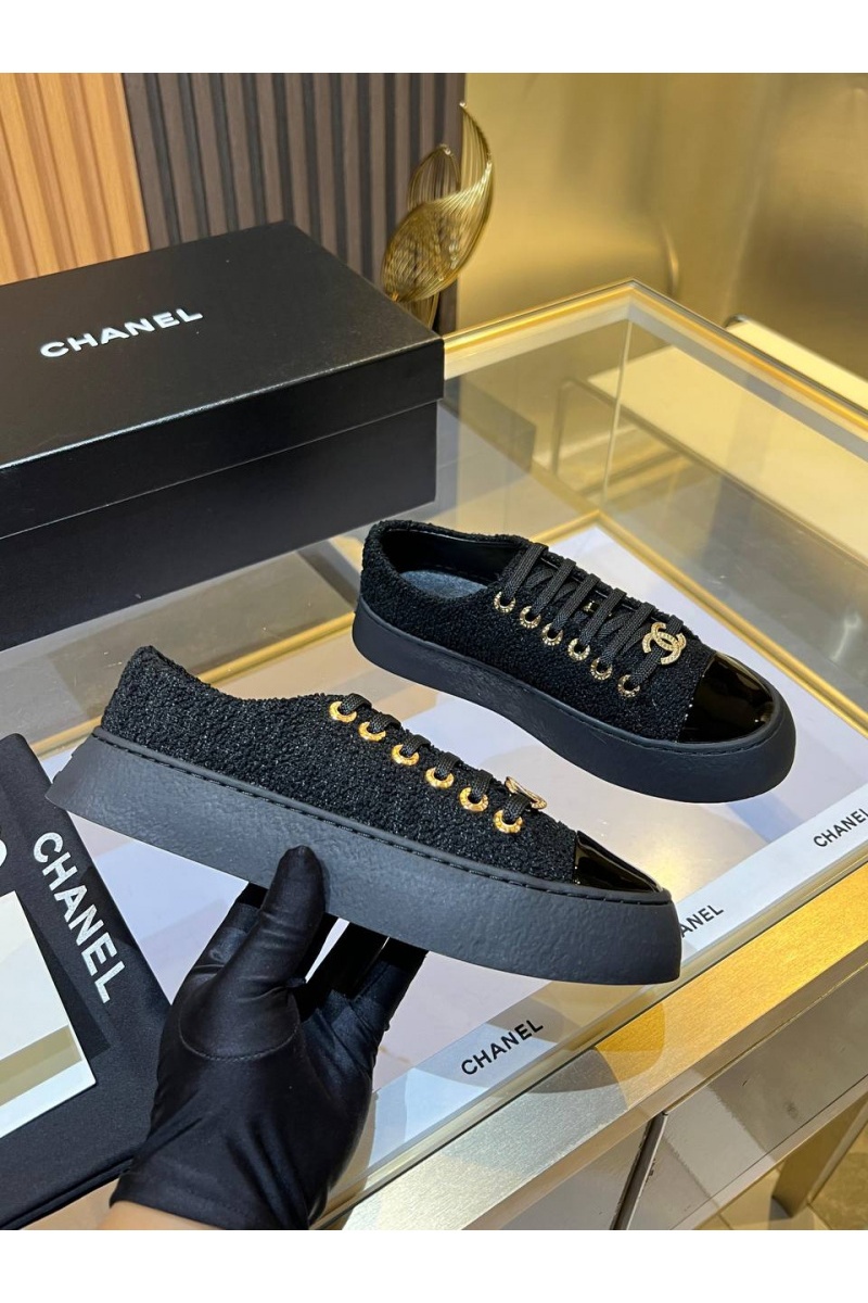 Chаnеl Женские комбинированные кроссовки Premium - Black