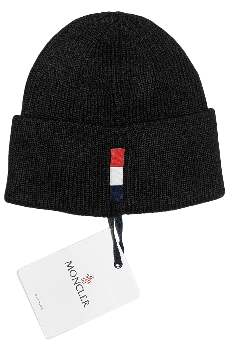 Moncler Мужская брендовая шапка чёрного цвета