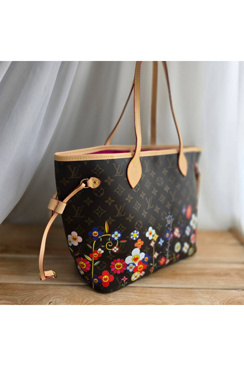 Lоuis Vuittоn Кожаная сумка Takashi Murakami Neverfull MM 33x29 см