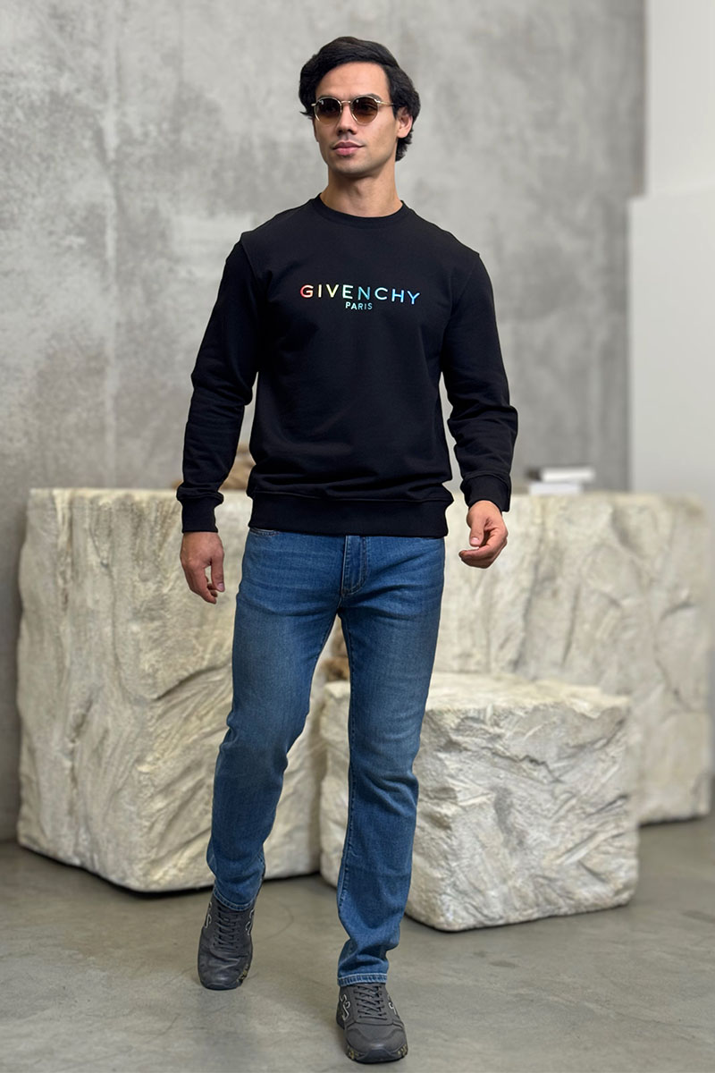 Givenchy Мужской чёрный свитшот multicolor logo