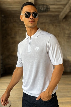 Мужское поло Eagle zip-neck - White