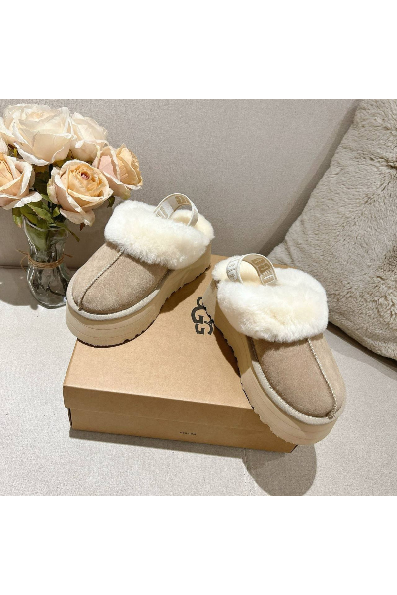 UGG Замшевые женские слиперы с мехом Funkette Platform