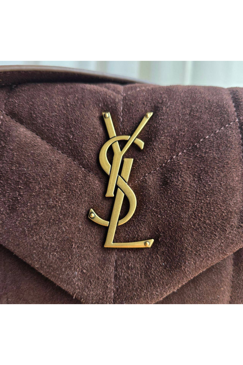 Yves Saint Laurent Замшевая сумка Lou Puffer 30x19 см