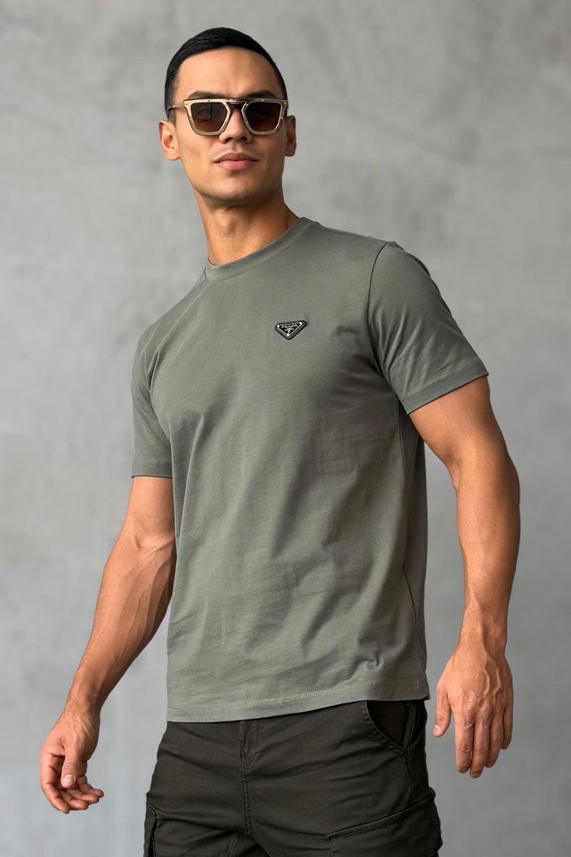 Prada Мужская футболка logo-plaque - Khaki