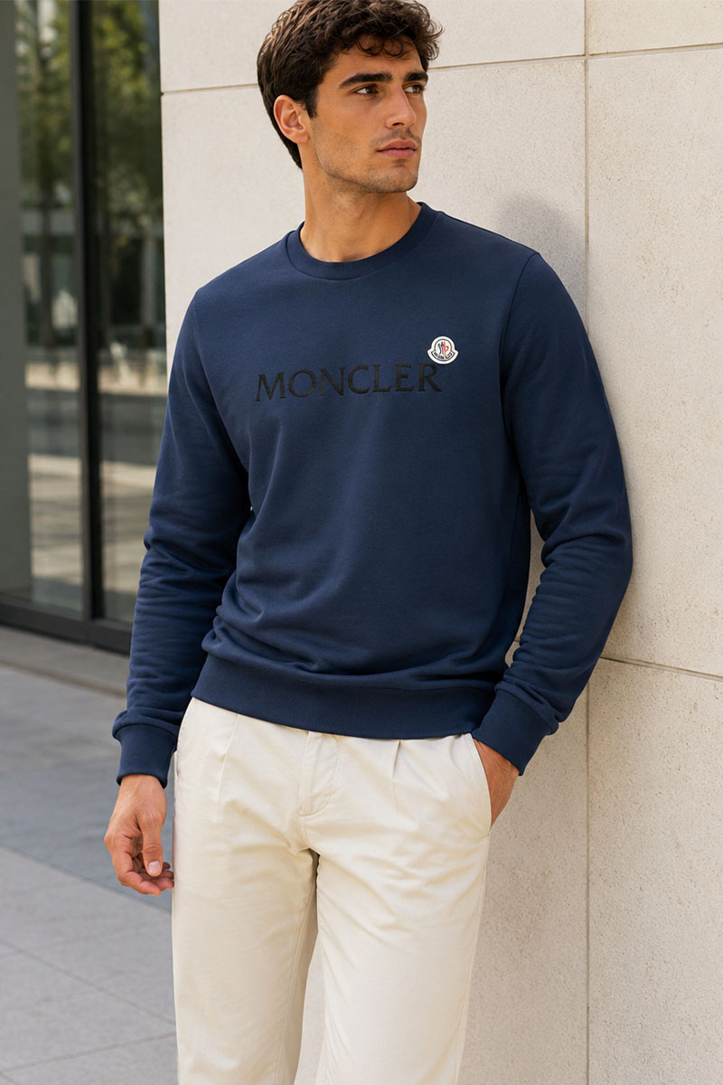 Moncler Мужской тёмно-синий свитшот logo-patch
