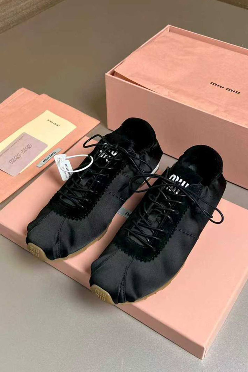 MIU MIU Женские кроссовки Plume Satin premium