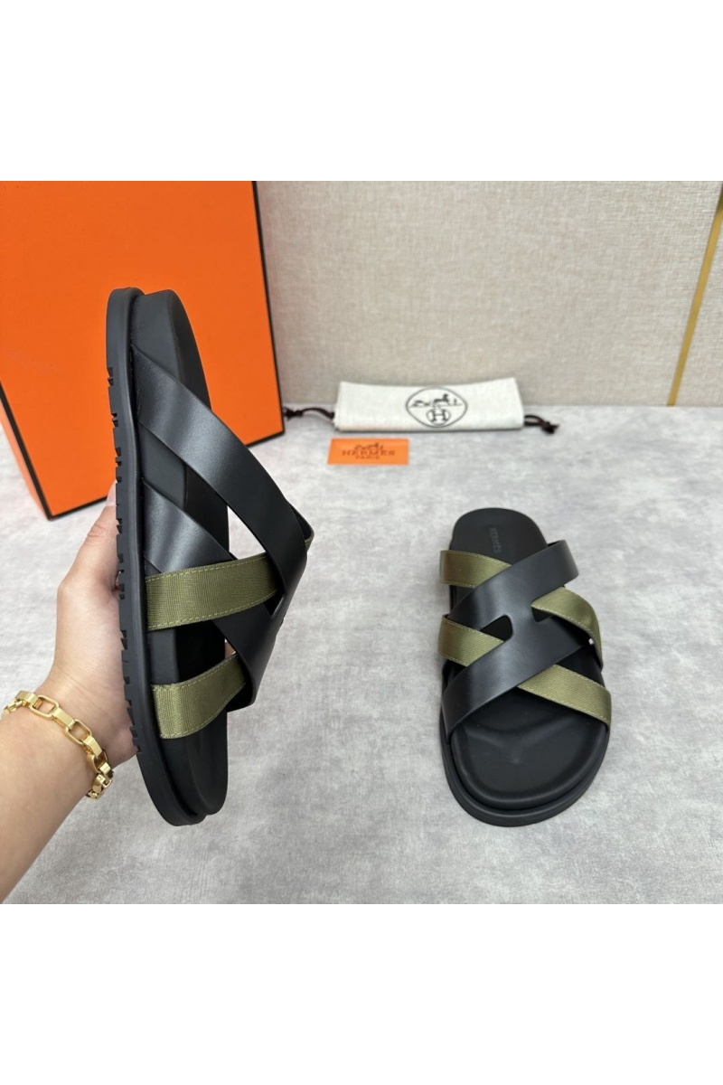 Hermes Мужские шлёпанцы Kazimir - Black / Khaki