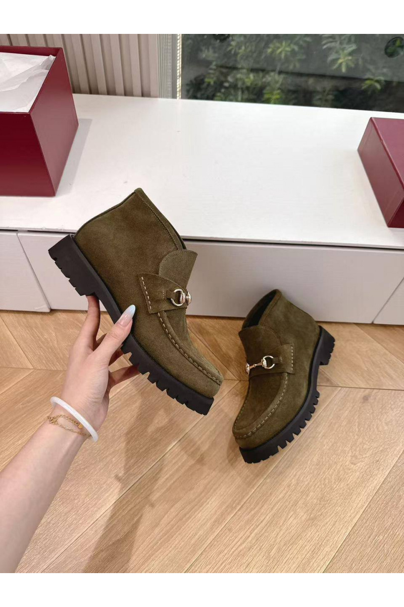 Gucci Женские замшевые лоферы premium - Khaki
