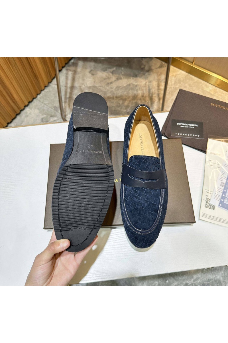 Bottega Veneta Мужские замшевые лоферы Intrecciato - Navy