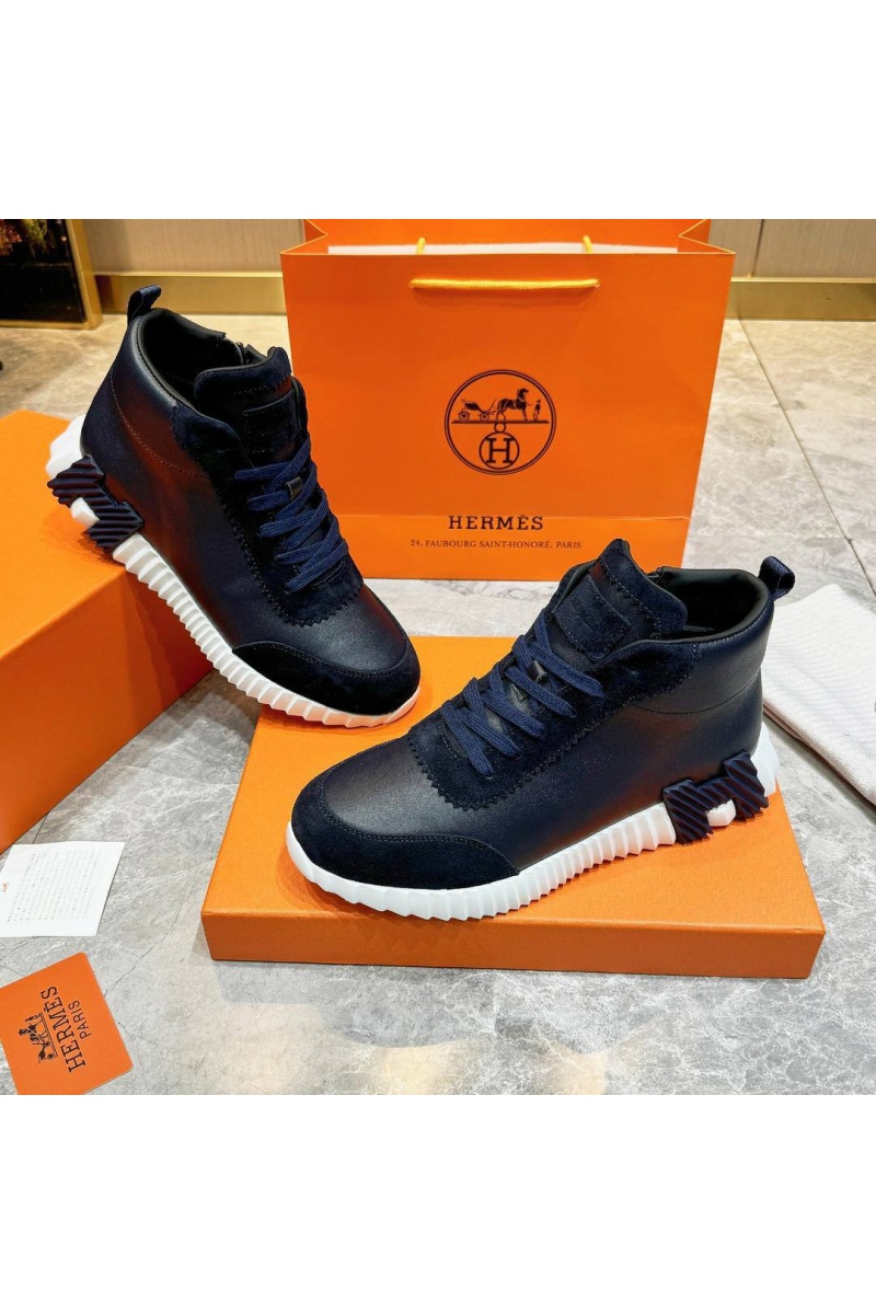Hermes Кроссовки с мехом Bouncing high-top - Navy / White