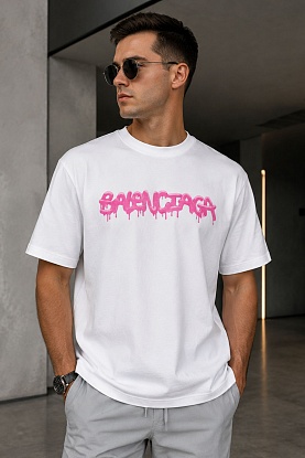 Белая оверсайз футболка graffiti-logo