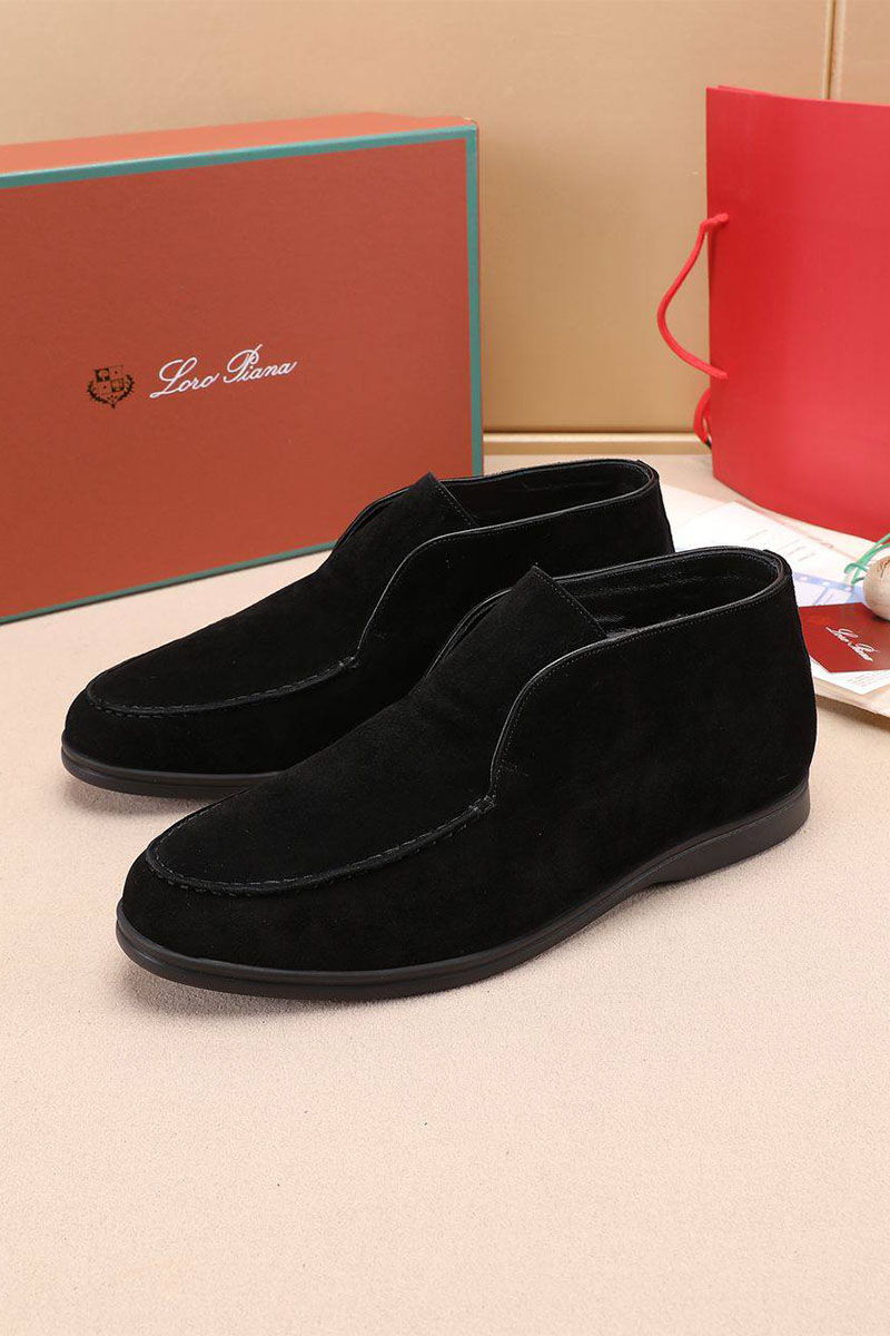 Loro Piana Замшевые лоферы с мехом Open Walk - Black