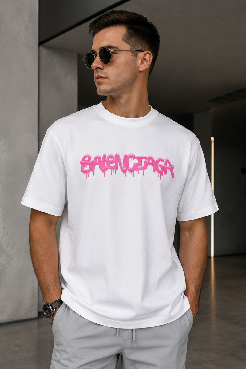 Balenciaga Белая оверсайз футболка graffiti-logo