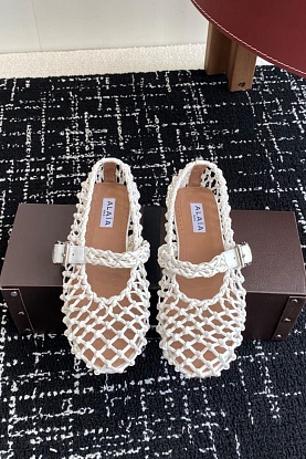 Женские плетёные балетки ALaia Premium - White