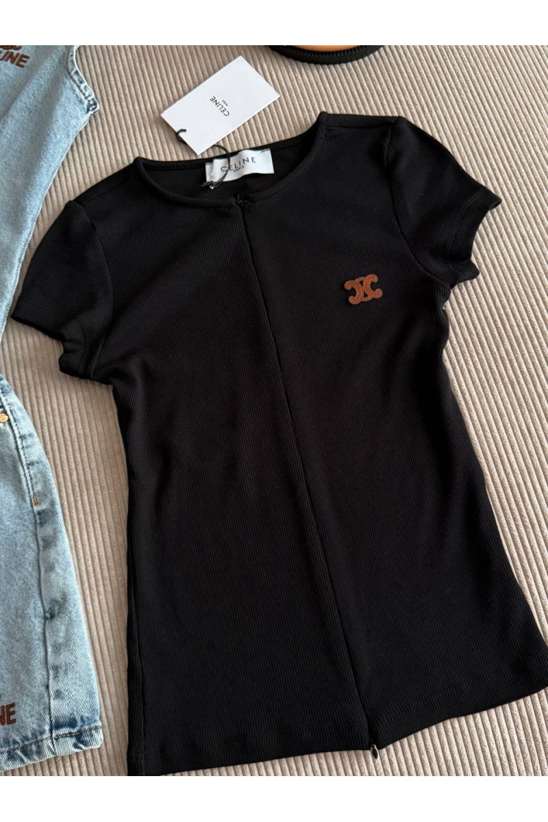 Celine Чёрная женская футболка premium