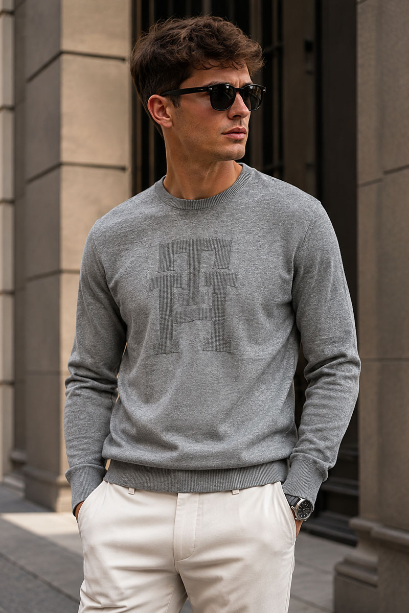 Tommy Hilfiger Мужской джемпер серого цвета