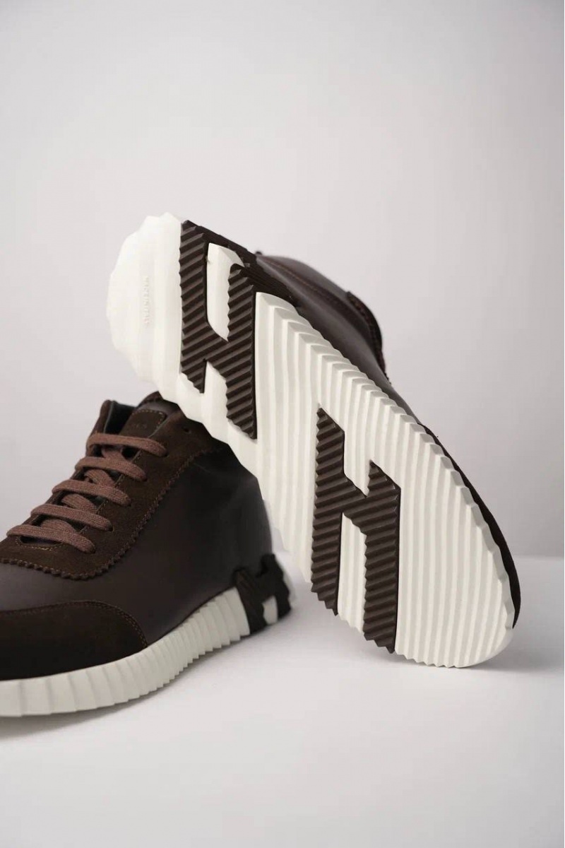 Hermes Кроссовки с мехом Bouncing high-top - Brown
