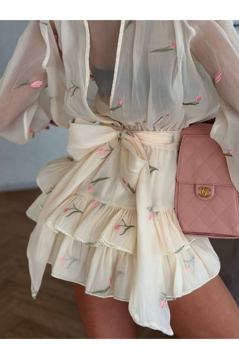 Zimmermann Женское укороченное платье с длинным рукавом premium