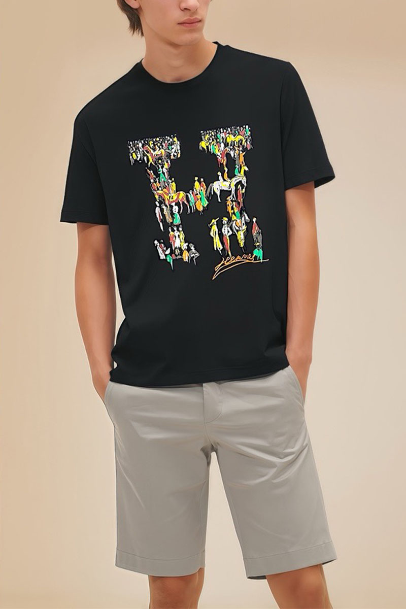Hermes Мужская футболка Premium - Black 